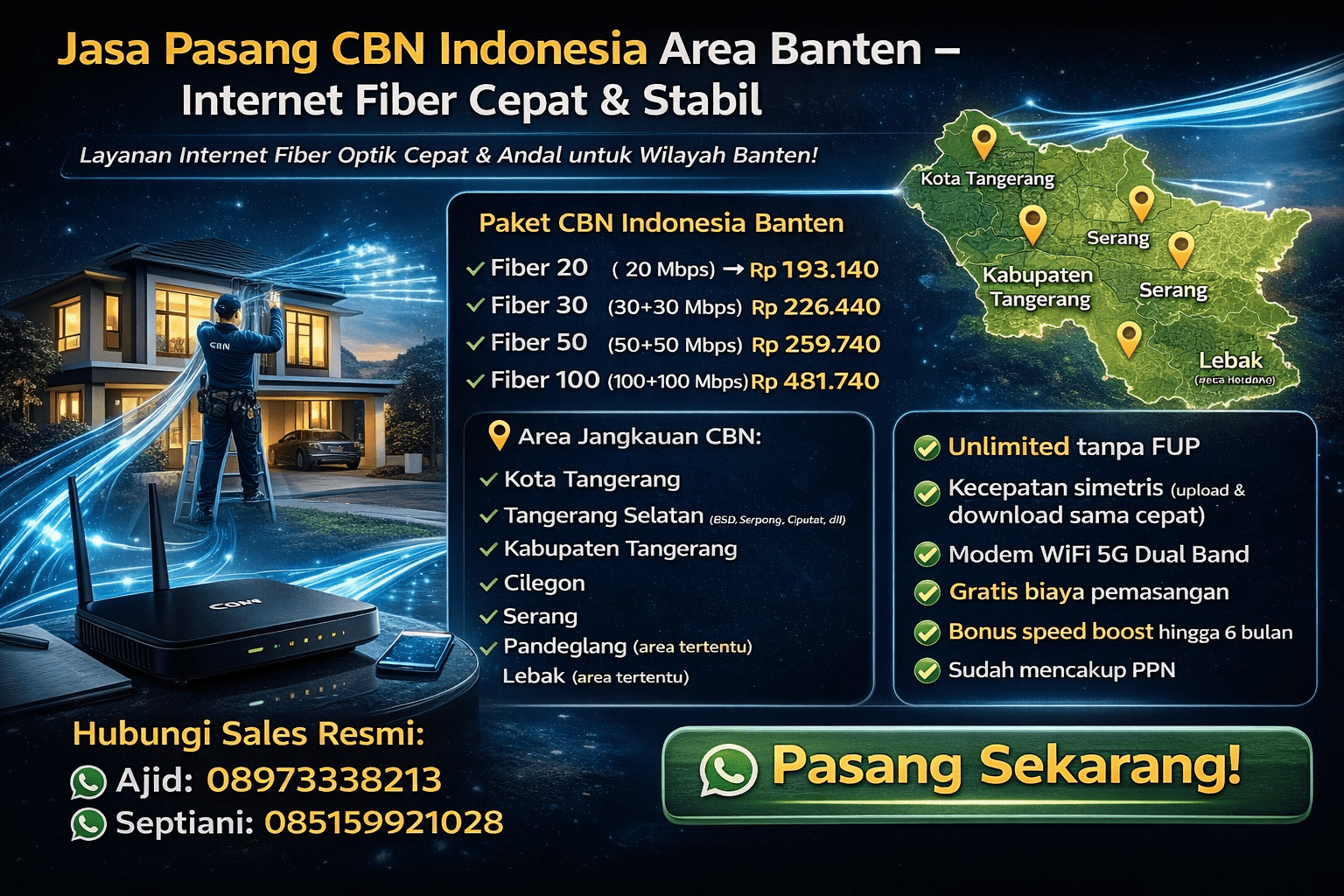 Jasa pasang CBN FIBER Banten wifi murah