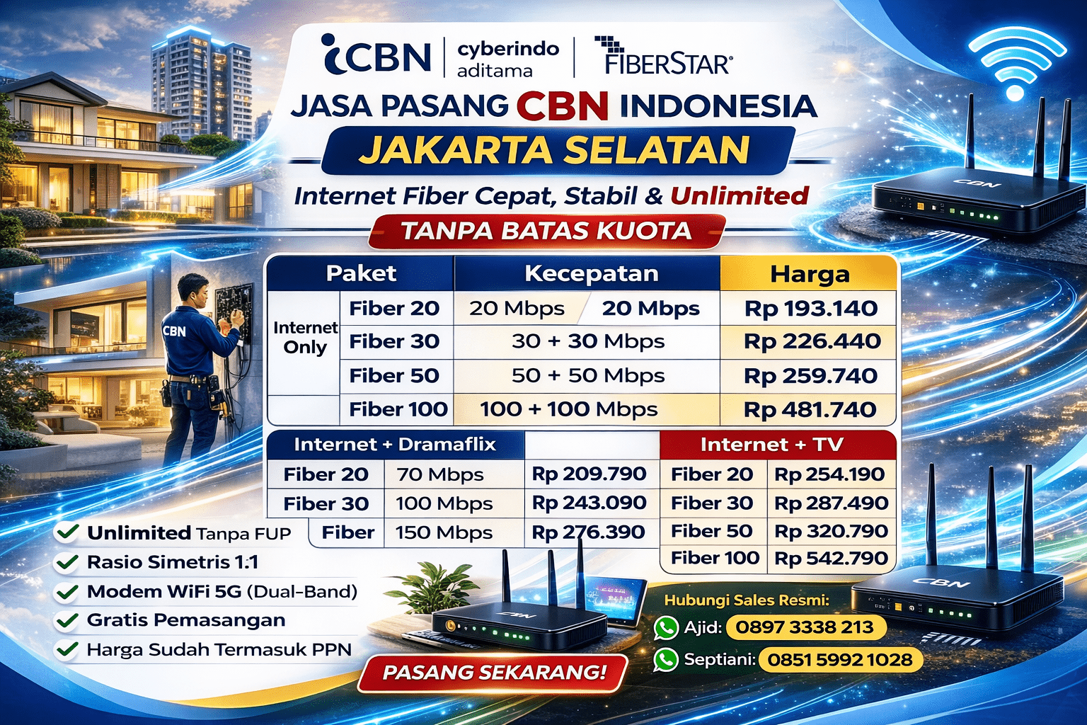 pasang wifi internet rumahan muran CBN Jakarta Selatan