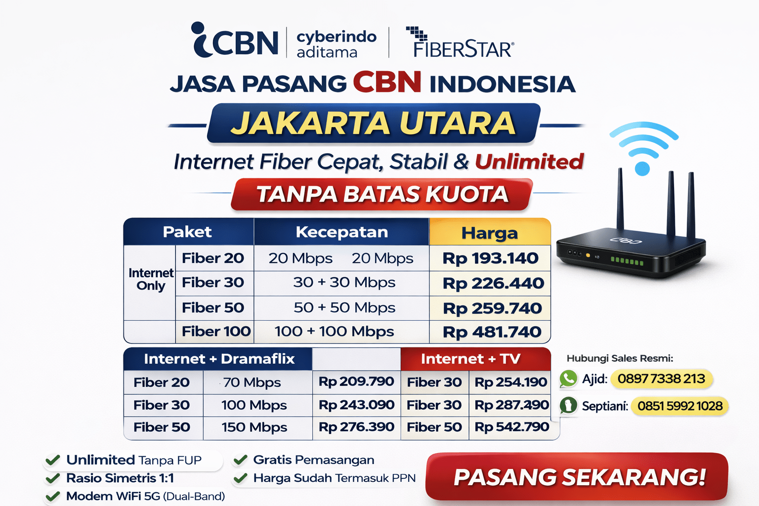 jasa pasang internet wifi murah Jakarta Utara
