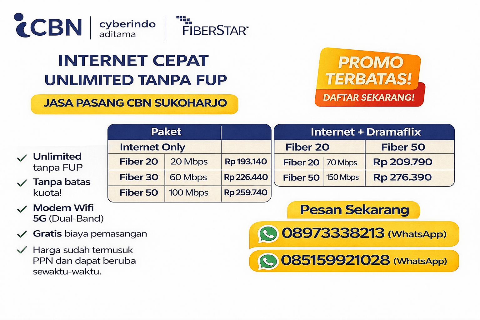 Cara Daftar Pasang CBN Sukoharjo
