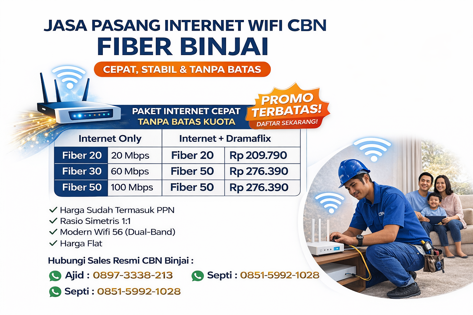 Jasa Pasang Internet WiFi CBN Fiber Binjai – Cepat, Stabil & Tanpa Batas