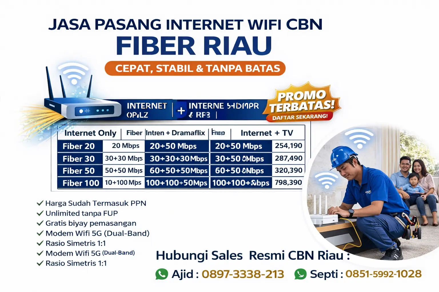 Jasa Pasang Internet WiFi CBN Fiber Riau – Cepat, Stabil & Tanpa Batas