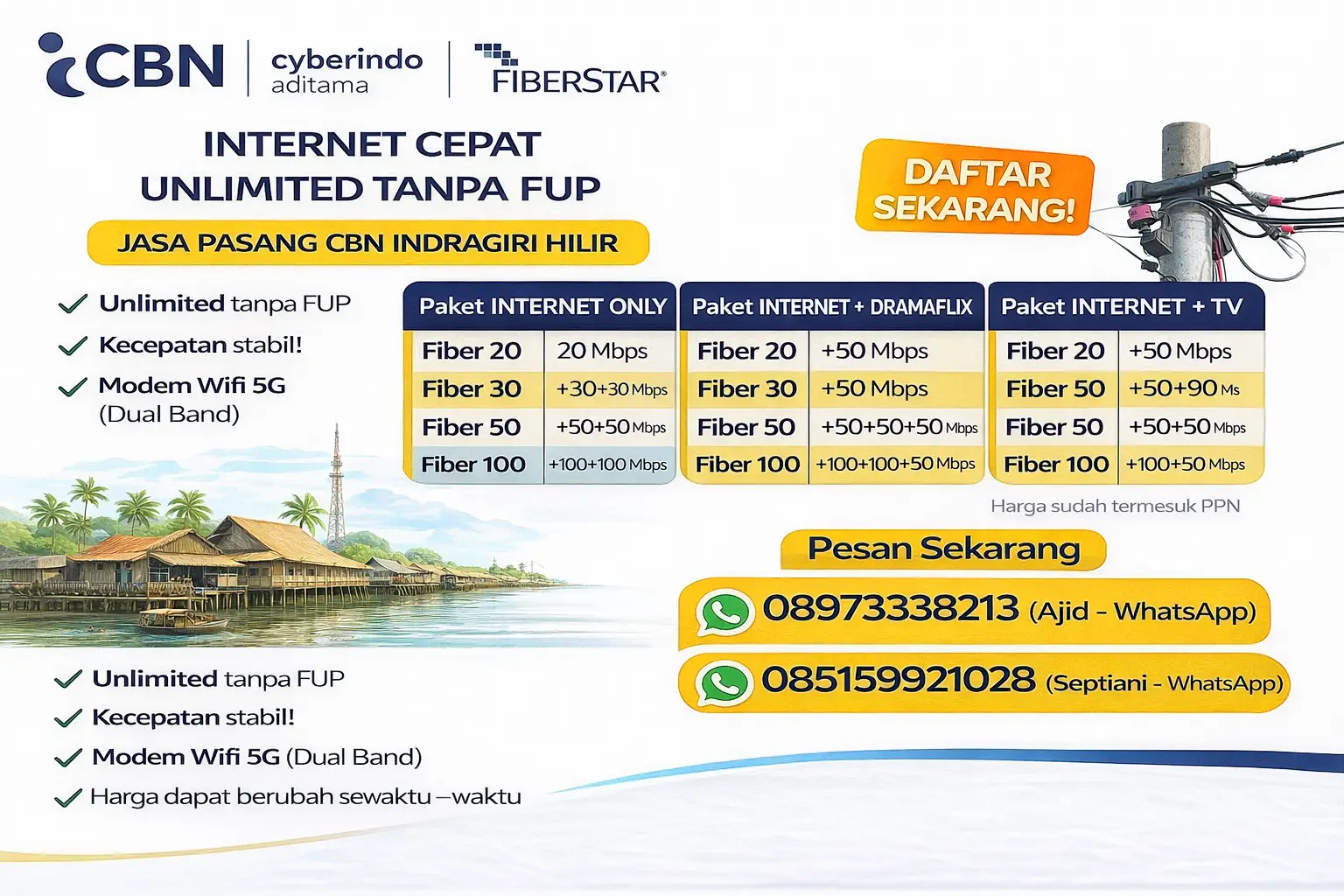 Jasa Pasang CBN Indragiri Hilir – Internet Cepat Unlimited Tanpa FUP