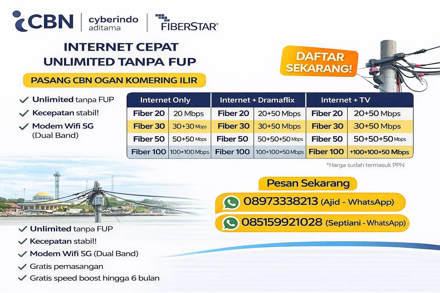 Jasa Pasang CBN Ogan Komering Ilir – Internet Cepat Unlimited Tanpa FUP