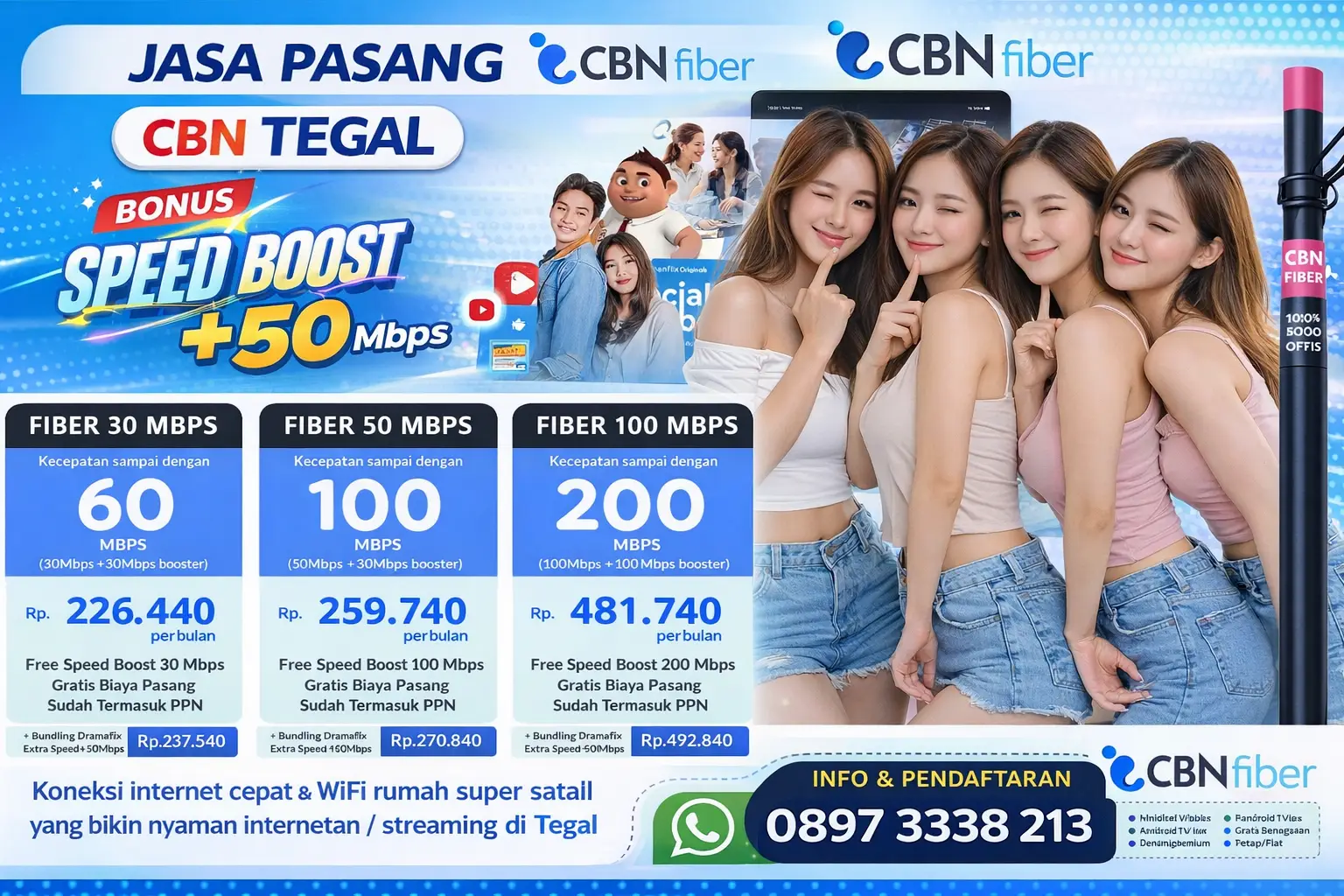 Jasa Pasang CBN Tegal – Internet Fiber Cepat, Stabil & Anti Lemot