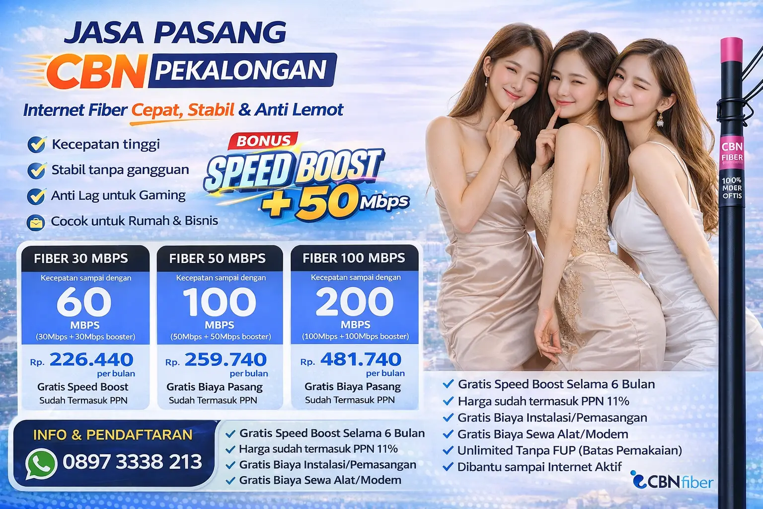 Jasa Pasang CBN Pekalongan – Internet Fiber Cepat, Stabil & Anti Lemot