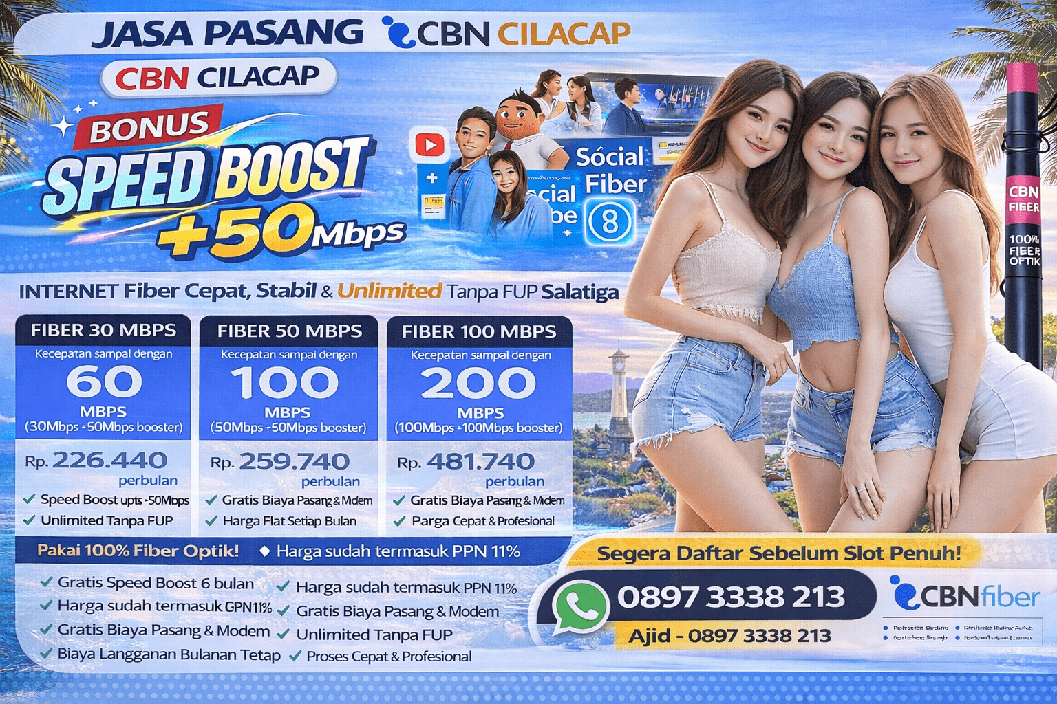 Jasa Pasang CBN Salatiga – Internet Fiber Cepat, Stabil & Unlimited Tanpa FUP