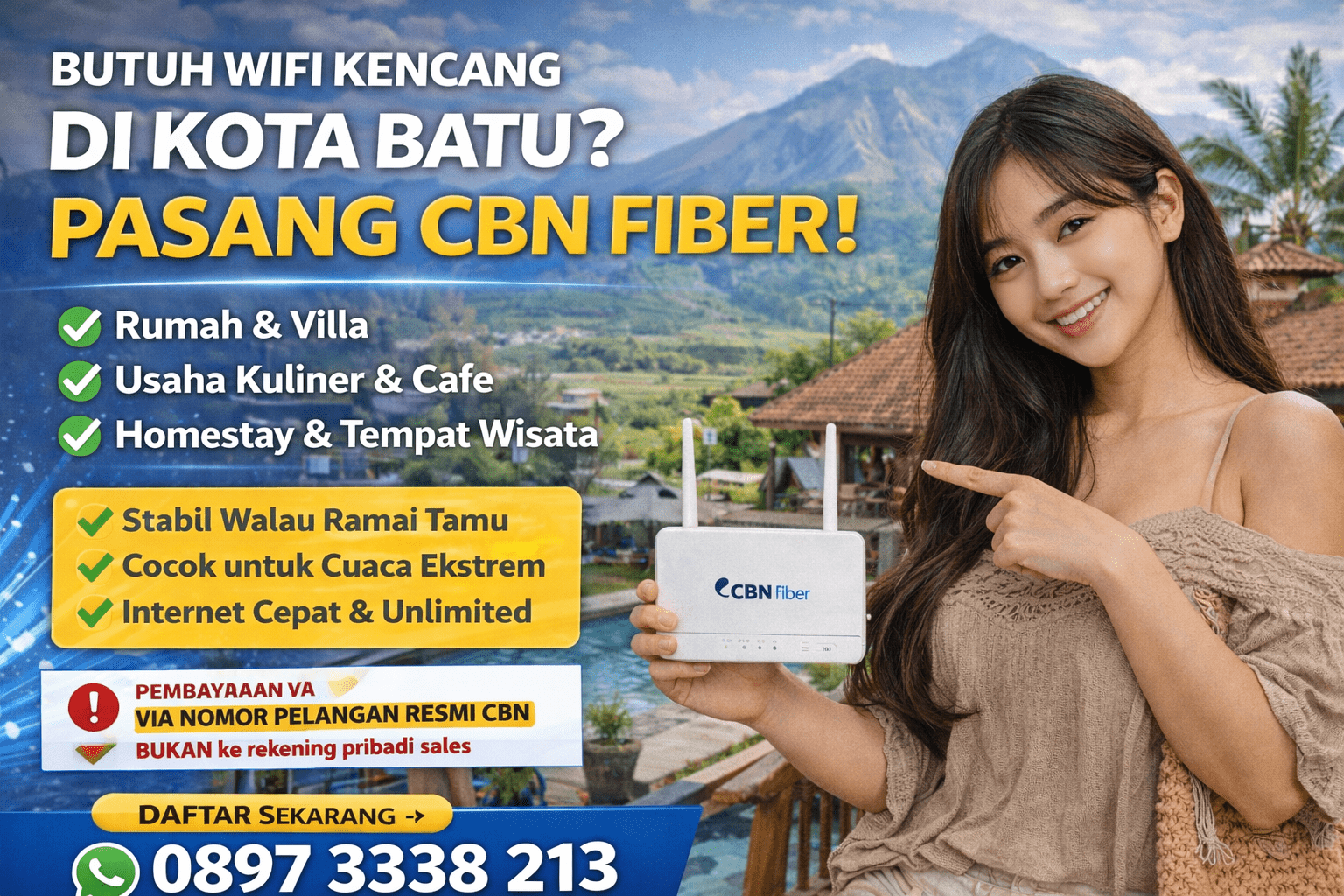 Jasa Pasang Internet CBN Fiber Kota Batu