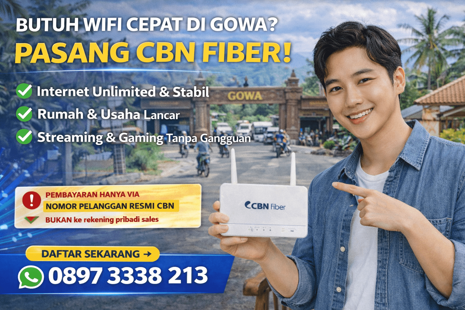 Wifi cepat untuk Gowa sekarang!
