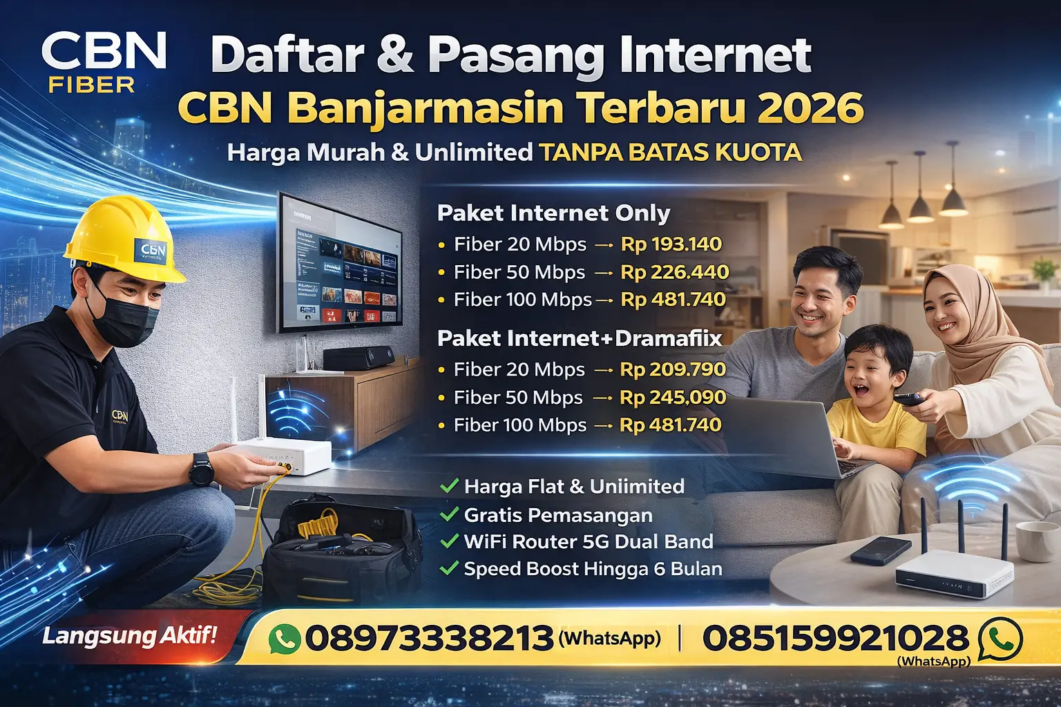 Daftar & Pasang Internet CBN Banjarmasin Terbaru 2026 – Harga Murah & Unlimited