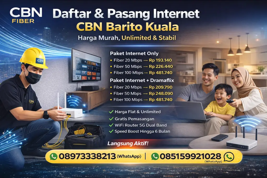 Daftar & Pasang Internet CBN Barito Kuala – Harga Murah, Unlimited & Stabil