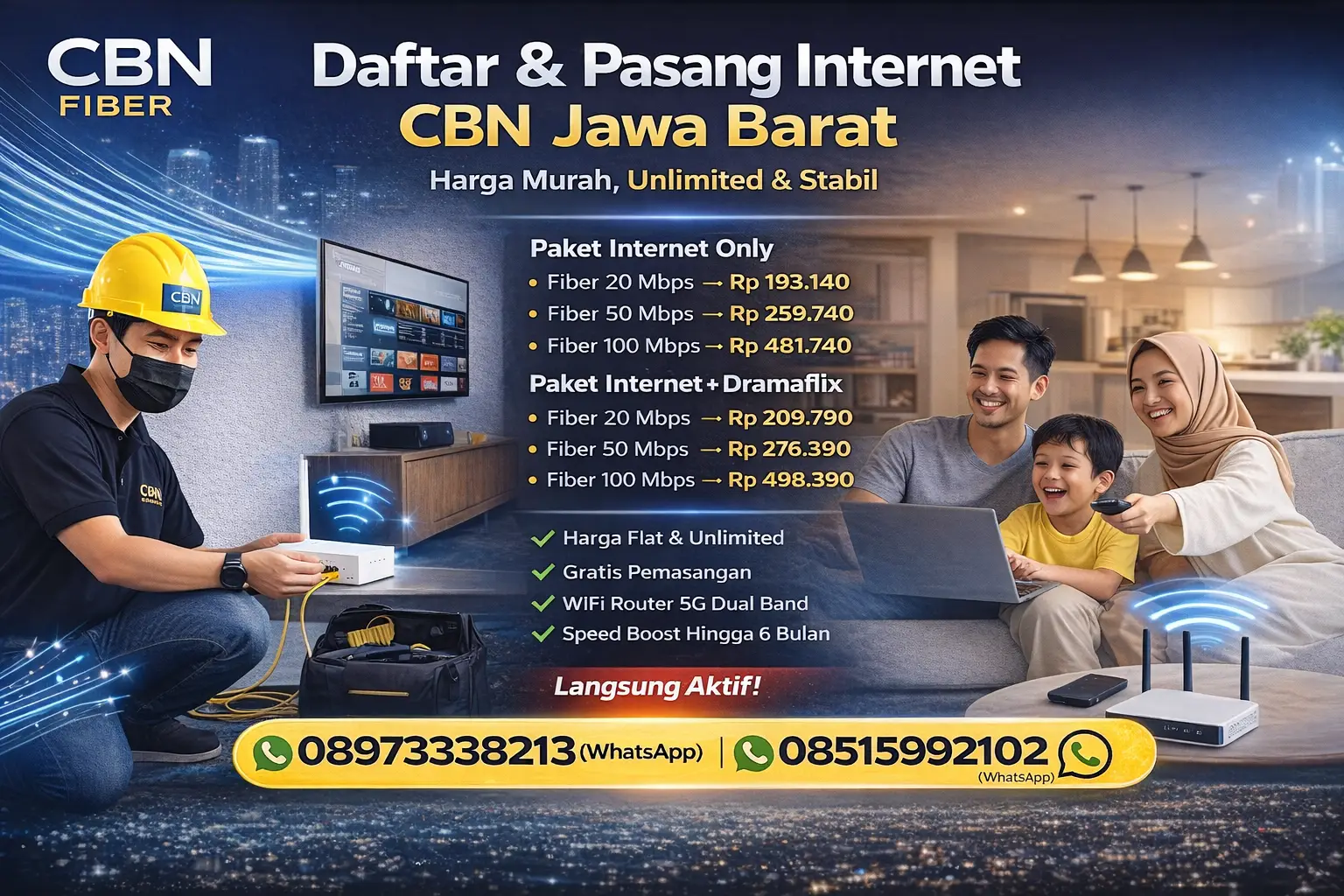 Daftar & Pasang Internet CBN Jawa Barat – Harga Murah, Unlimited & Stabil